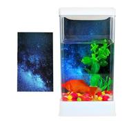 Betta Fish Tank - Desktop Fish Tank Starter Kit, with Filter Lighting | Small Tabletop Landscape Decoration, for Study Room,Workplace,Apartment, Home.