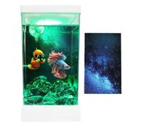 Betta Fish Tank - Kit d'aquarium de bureau avec filtre intégré et éclairage LED pour un soin sain des poissons et une vision claire | Petite décoration paysagère de table pour salle d'étude, lieu de