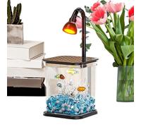 Betta Fish Tank - Light-Up Desktop Aquarium | Mini Fish Tank with Ambient LED Light | Silent Beginner Set for Betta Shrimp Crab, Includes Coral Stones Pearls, Perfect for Home Office Desk