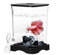 Betta Fish Tank, petit aquarium acrylique avec éclairage LED, Clear Desktop Fish Bowl for Water Landscaping, Shrimp, Crab and Spider Habitat Decoration, 6,97 x 4,65 x 4,65 Inches