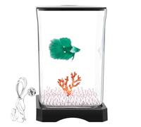 Betta Fish Tank, petit aquarium acrylique avec LED Light, Clear Fish Bowl Compact, Desktop for Shrimp, Crab, Spider Habitat, 17,7 x 11,8 x 11,8 cm 280 g White Black