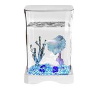 Betta Fish Tank, réservoir Betta Aquarium de Table | Small Fish Tank Kits de démarrage d'aquarium avec lumière LED pour les crevettes de crevettes Betta Guppy