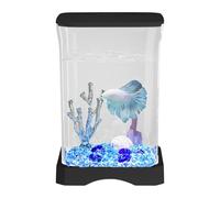 Betta Fish Tank, Small Aquarium Ornamental, Aquarium Starter Kit, Desktop Fish Tank, Compact Fish Bowl, Sturdy Build Fish Bowl with LED Light for Home Living Room Bedroom Decor