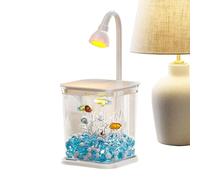 Betta Fish Tank, Small Desktop Aquarium, Adorable Ambient Light, Silent Fish Bowl for Water Landscaping, Home, Offices, Outdoor Table, Crab and Spider, 5.2x4.61x5.55 inches