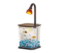 Betta Fish Tank, Small Fish Tanks with Ambient Light, Silent Desktop Aquarium Bowl, 5.2x4.61x5.55 inches, Decorative Water Landscaping for Home Outdoor Table Crab Spider Use