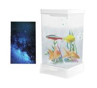Betta Fish Tanks, Desktop Fish Tank Starter Kit with Filter and Lighting, Compact Tabletop Landscape Decoration for Study Room, Workplace, Apartment, 4.14x4.14x8.08 inches