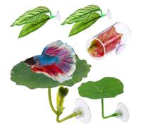 Betta Hamac Feuille - Habitat décoratif pour poissons d'aquarium - Lot de 5 - Habitat de décoration d'aquarium pour le frai, le repos et le lit