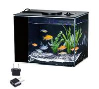 Betta Kit complet pour petit aquarium en acrylique avec éclairage LED 3 couleurs, supports filtrants et pompe filtrante pour petits poissons, crevettes, plantes (noir)