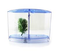 Betta - Mini aquarium - Kit d'écloserie en acrylique - Boîte d'isolation pour le bureau et la maison (double bleu)