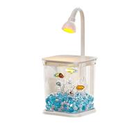 Betta Petit Aquarium de Bureau avec lumière LED ambiante, Bol d'aménagement paysager pour la Maison, Le Bureau, Table extérieure, Crabe, araignée ou Animaux Aquatiques, 13,2 x 11,7 x 14,1 cm, Noir et