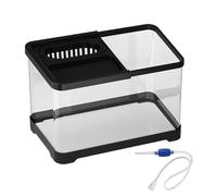 Betta Tank, Aquarium Bowl, Aquarium Bowl Modern Design Compact Lightweight Space Saver Easy Cleaning Stable Base, Fish Tank for Home Display Indoor, 11.81x7.48x7.09Inches, Black