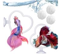 Betta Toys Lot de 2 anneaux d'exercices interactifs à ventouse pour poissons avec balles filtrantes - pour le jeu, l'entraînement, la natation, l'alimentation, le divertissement et les gardiens de