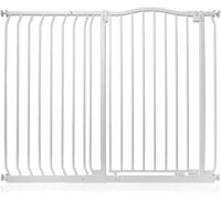 Bettacare Barrière pour Chien à Design Courbé Extra Haute, Barrière à Pression pour Chien et Chiot, Installation Facile, 116cm - 125cm, Hauteur Extra Haute de 100cm, Couleur Blanc Mat