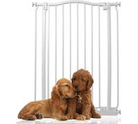 Bettacare Barrière pour Chien à Design Courbé Extra Haute, Barrière à Pression pour Chien et Chiot, Installation Facile, 71cm - 80cm, Hauteur Extra Haute de 100cm, Couleur Blanc Mat