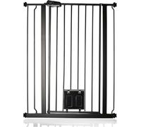 Bettacare Barrière pour Chien avec Trappe Verrouillable, Barrière de Sécurité Extra Haute pour Animaux, 81,4cm - 89cm, Hauteur 104cm, Couleur Noir