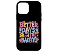 Better Days are on The Way Fleurs rétro avec Visage Heureux Coque pour iPhone 12 Mini