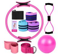 Better Kit de pilates, kit essentiel de pilates pour femme, bandes de résistance pour entraînement des fessiers, ballon de yoga, 25 cm, figure 8, bandes de résistance pour étirements (rose)