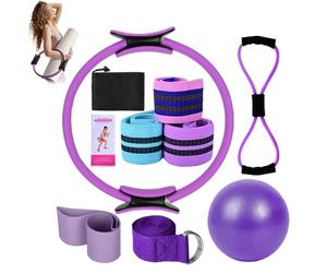 Better Me Pilates Kit, Pilates Essentials Kit for Women, Booty Bands for Working Out Glutes Yoga Ball 25cm Figure 8 Resistance Band Yoga Bands for Stretching for Advanced and Beginners Users (Purple)
