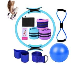 Better Me Pilates Kit, Pilates Essentials Kit for Women, Booty Bands for Working Out Glutes Yoga Ball 25cm Figure 8 Resistance Band Yoga Bands for Stretching for Advanced and Beginners Users (Blue)