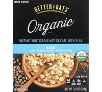 Better Oats Raw Pure & Simple Organic Bare, Instant Multigrain Hot Cereal with Flax, 8 Pouches (Pack of 2)