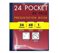 Better Office Products Carnet de présentation à 24 pochettes avec couverture transparente et couverture en polyester durable, format lettre, bleu