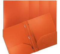 Better Office Products dossiers Plastique Orange 2 Pocket avec dents, lourd, format Lettre Poly dossiers, Lot de 24, fermeture en métal avec 3 dents, clips, Orange
