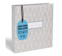 Better Office Products Grand album photo rembourré magnétique auto-adhésif à 3 anneaux, 50 feuilles de montage double face (100 pages), 29,2 x 30,5 cm avec tranche de 6,3 cm (gris chic)