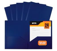 Better Office Products Lot de 24 chemises en plastique 2 pochettes Format lettre 8.5 x 11 inch bleu marine