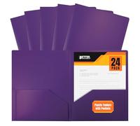 Better Office Products Lot de 24 chemises en plastique 2 pochettes Format lettre 8.5 x 11 inch violet