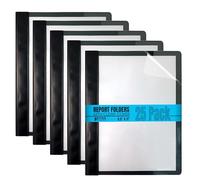 Better Office Products Lot de 25 couvertures de rapports avant transparentes ultra durables, 25 par boîte, format lettre, noir, couverture arrière en polyester, avec fixations, pose à plat, par boîte
