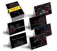 Better Office Products Lot de 36 cartes d'anniversaire de travail avec enveloppes, cartes de remerciement pour employés d'affaires, 10,2 x 15,2 cm, 6 motifs de couverture de feux d'artifice