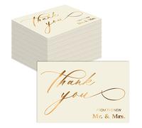 Better Office Products Lot de 50 cartes de remerciement de mariage en or métallisé avec enveloppes, 10,2 x 15,2 cm, cartes vierges