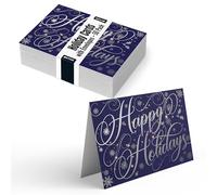 Better Office Products Lot de 50 cartes Happy Holidays with Silver Foil Accents, 5" x 7", High Gloss, Interior Greeting, with 50 Envelopes, Christmas Cards, New Years Cards, 50 Count Boxed Set