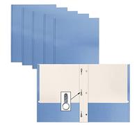 Better Office Products Lot de 50 chemises de poche en papier bleu clair avec 2 griffes en papier texturé mat Format lettre avec 3 pinces en métal Bleu clair