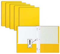Better Office Products Lot de 50 dossiers en papier jaune à 2 poches avec griffes, texture mate, format lettre, avec 3 clips de fixation à griffes métalliques, jaune