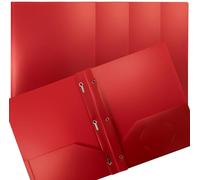 Better Office Products Plastique Rouge 2 Poche des dossiers avec dents, lourd, format Lettre Poly dossiers, Lot de 24, fermeture en métal avec 3 dents, clips, Rouge