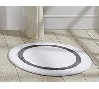 Better Trends 100% Coton Motif Piste de Course, Blanc et Gris, 76,2 cm Rond