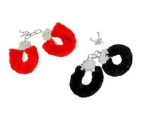 BETTER WITH FRIENDS 2 paires de menottes. 1 rouge et 1 noir. Police femme, police, infirmière, médecin, agent de sécurité, accessoire de déguisement. En métal avec peluche