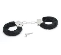 BETTER WITH FRIENDS Menottes noires noires pour femme, police, infirmière, médecin, agent de sécurité, accessoire de déguisement. En métal avec peluche MK2