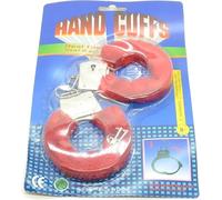 BETTER WITH FRIENDS Menottes rouge, rouge, police, police, infirmière, médecin, agent de sécurité, accessoire de déguisement. En métal avec peluche