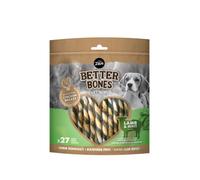 BetterBones Lot de 27 friandises à mâcher Douces pour Chien, sans Peau Brute, Torsades enveloppées d'agneau et de Menthe, 12,5 cm
