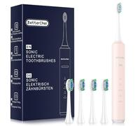 Betterchoi Sonic Brosse à dents électrique - Moteur Maglev 41 000 VPM - 4 têtes de brosse - Étanchéité IPX7, batterie longue durée de 1500 mAh, 5 modes de nettoyage et minuterie intelligente, rose