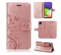 betterfon Coque de protection à rabat pour Samsung Galaxy A22 4G, Samsung A22 4G, avec emplacements pour cartes, qualité TPU, compatible avec Galaxy A22 4G or rose