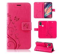 betterfon Étui de protection, compatible avec Wiko View 5/View 5 Plus, en cuir synthétique, portefeuille, pour View 5/View 5 Plus, motif de fleurs, rose
