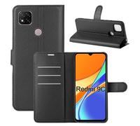 betterfon Étui de protection compatible avec Xiaomi Redmi 9C, en TPU, avec compartiments pour cartes, fermeture magnétique, noir