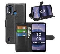 betterfon Étui de Protection Téléphone Portable pour Nokia G11 Plus en Cuir Synthétique avec Support et Emplacements pour Cartes, Noir