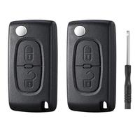 Betterher Lot de 2 boîtiers de clé 2 Boutons compatibles avec Citroën C2 C3 C4 C5 C6 C8 Xsara, Peugeot 107 206 207 307 307S 308 407 607 2BT avec Fente de Batterie CE0536 HU83