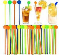 BetterJonny 100 Pcs Touillettes Cocktail Réutilisables 18cm Agitateurs à Cocktail Agitateurs Acryliques Colorés Décoratifs pour Café,Cocktail,Boissons (Multicolore)