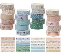 BetterJonny 20 Rouleaux Boho Washi Tape Set, Rétro Ruban Adhésif Décoratif Masking Tapes Motif floral pour Arts, Bullet Journal, Scrapbooking, Bricolage, Emballage(15mmx5m)