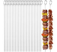 BetterJonny 24 Pièces Brochettes de Barbecue en Acier Inoxydable, 30cm Avec Organisateur en Métal Pour Viande et Légumes
